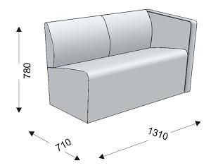Диванная секция двойная с 1 подлокотником левым Диванная секция двойная с 1 подлокотником левым