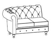 Двухместная секция с левым подлокотником Диван Боттичелли Энгл-2L