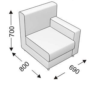 Кресельная секция с 1 подлокотником (левым) Кресельная секция с 1 подлокотником (левым)