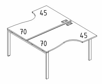 Рабочая станция со столами эргономичными Классика на металлокаркасе UNO (2х140)