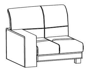 Секция одноместная левая (полнокожное изделие) Диван Леонардо Энгл-1L п/к