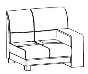 Секция одноместная правая (подлокотники - шпон, цвет - полосатый орех) Диван  Леонардо Энгл-1R DS-3 (ТА15)