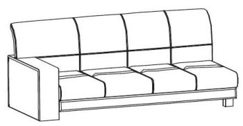 Секция трехместная левая (подлокотники - шпон, цвет - палисандр) Диван  Леонардо Энгл- 3L DS-3 (ТА05)