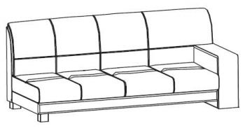Секция трехместная правая (подлокотники - шпон, цвет - палисандр) Диван  Леонардо Энгл- 3R DS-3 (ТА05)
