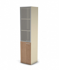 Шкаф MDF с прозрачным стеклом 5 уровней узкий, левый