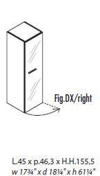 Шкаф средний с белым стеклом правый