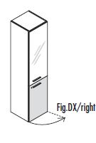 Шкаф высокий правый, стеклянная дверь (белое стекло)