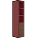 Шкаф высокий узкий с низкой дверью и лакированными полками D311