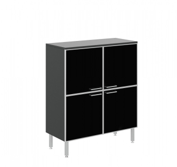 Шкаф TETTO H.117 black glass doors, top BLACK