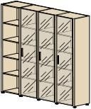 Стеллаж с дверями в алюминиевой рамке, стекло графит