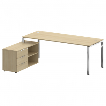 Стол рабочий руководителя с опорной тумбой левый БГ.СРТ-6.8 Л