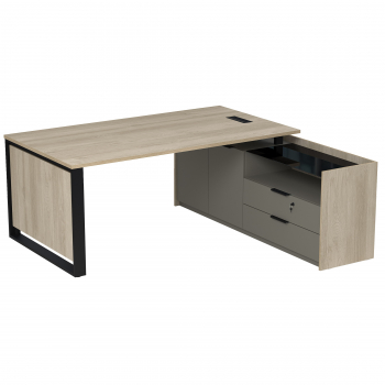 Стол рабочий с лючком, на опорной двусоставной тумбе 15СОЛД.1609