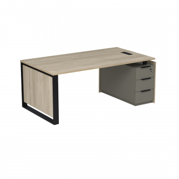 Стол рабочий с лючком, на опорной угловой тумбе 15СОЛУ.2010