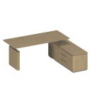 Стол руководителя на электроприводе на опорной тумбе правый, без экрана