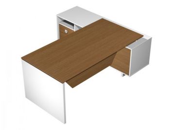 Стол руководителя прямой с экраном на опорной тумбе с ящиками (левый/правый) ВТ 137 БН