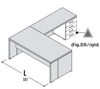 Стол с приставкой под тумбу, правый 155034
