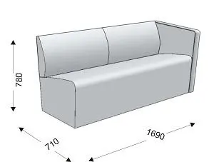 Диванная секция тройная с 1 подлокотником левым ITON. Фото 1