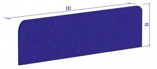 Экран тканевый фронтальный на бенч с кронштейнами и кабель-канатом, обтянутый синей тканью 975. Фото 1