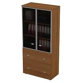 Шкаф для документов с ящиками со стеклянными дверьми в рамке, с файлами подвесного хранения 0793. Фото 1