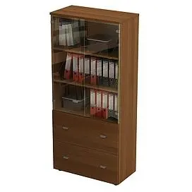 Шкаф для документов с ящиками со стеклянными прозоачными дверьми, с файлами подвисного хранения 993. Фото 1