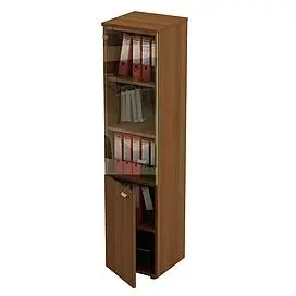 Шкаф для документов узкий со стеклянной прозрачной дверью 986. Фото 1