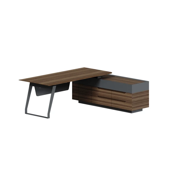 Стол руководителя на опорной тумбе правый QZ.0101.BW + QZ.0201.BW.GF.R. Фото 1